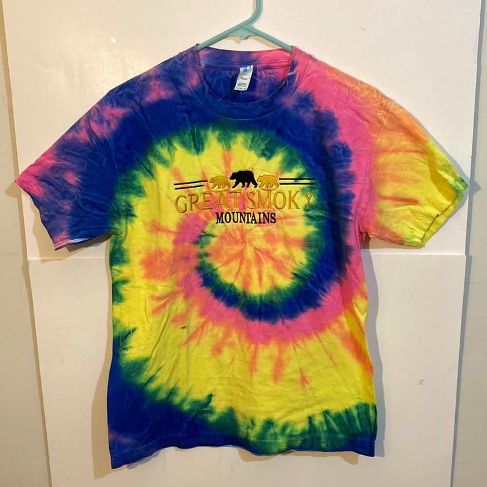 Embroidered Smoky Mountains Tie-dye T-Shirt